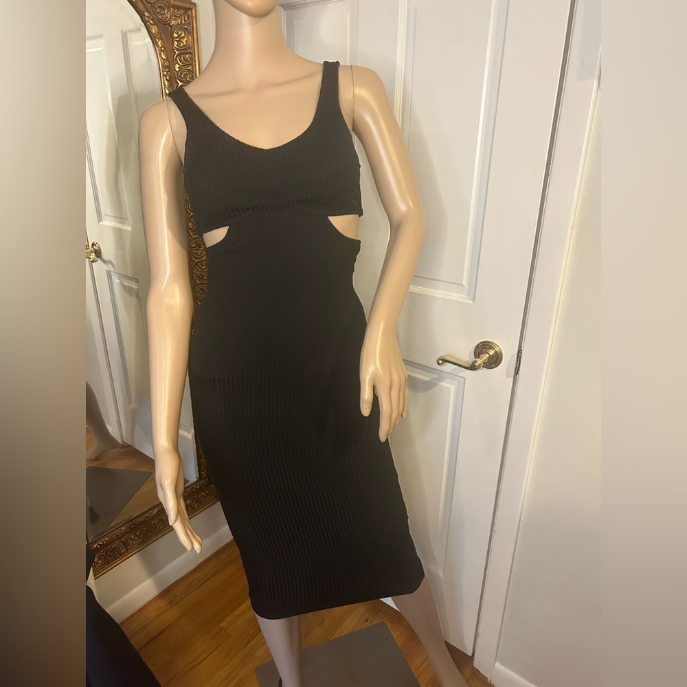 H&M Black Ribbed Cutout Mini Dress